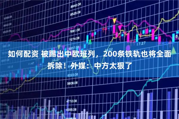 如何配资 被踢出中欧班列，200条铁轨也将全面拆除！外媒：中方太狠了